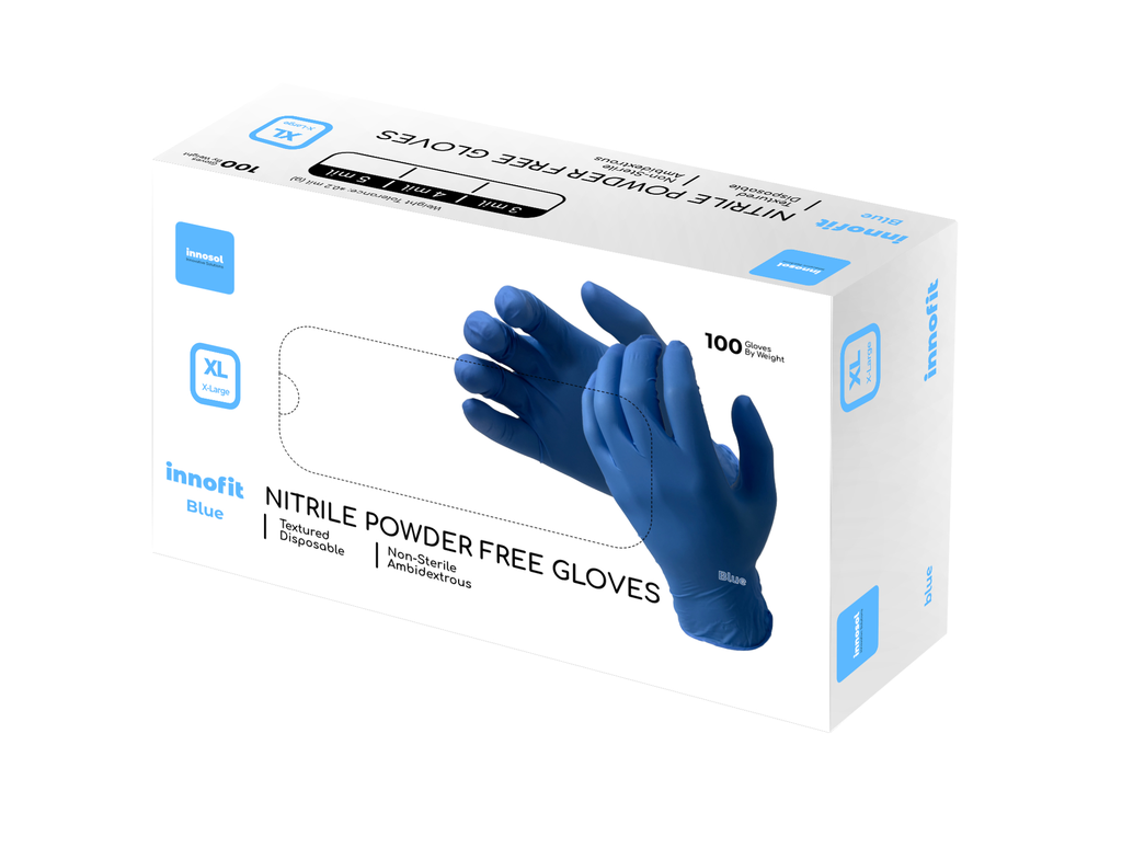 InnoFit® Nitrile Disposable Gloves (X-Small06, Case, Black, 3 Mil, InnoFit (Industrial))